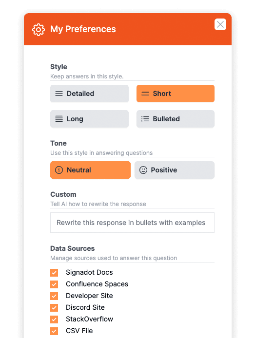 AI preferences for support agents
